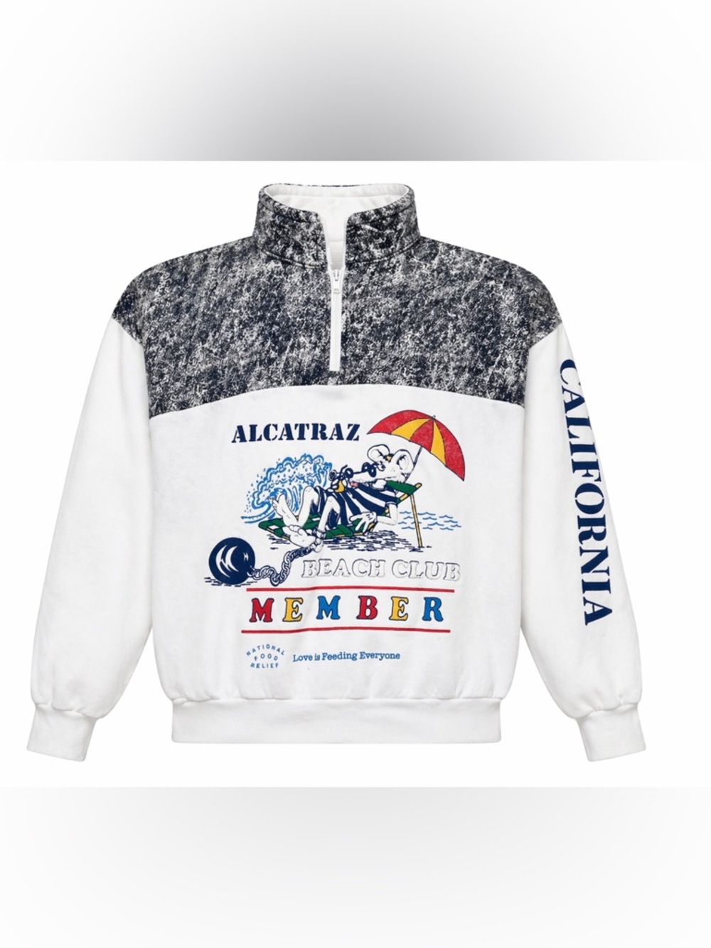 Vintage 90s Alcatraz Beach Pullover - California  -  White Multicolor - Medium